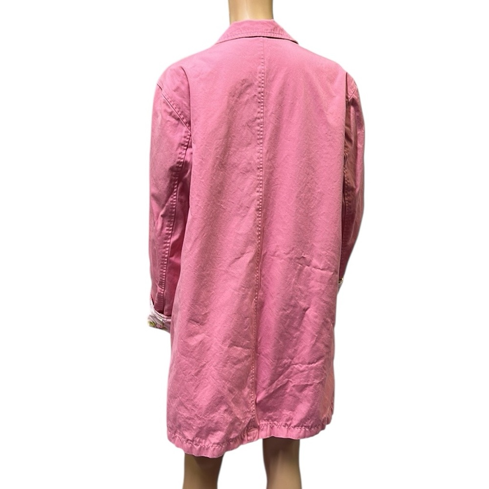 Vintage Pink Floral Reversible Button Flap Pockets Collared Jacket Coat Size XL - Picture 8 of 16